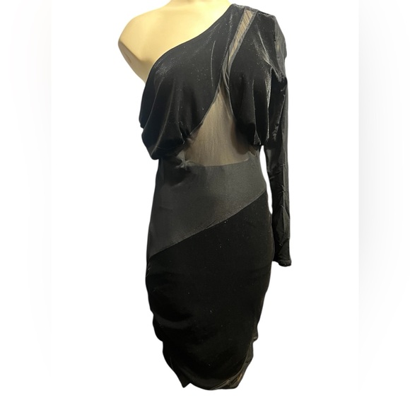 Naked Wardrobe Elegant Black One-Shoulder Dress - Picture 6 of 10